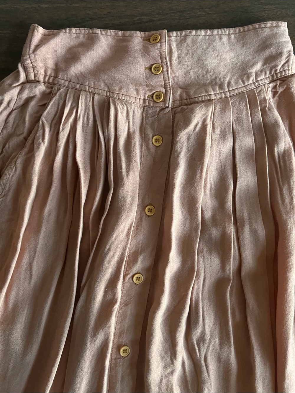 Boho Prairie Vintage Morgan Square Peach Button Front Maxi Skirt Cottagecore 90s - Picture 6 of 8
